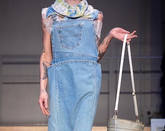 One of a Kind Denim Overall Bibs Dress Size Small Medium