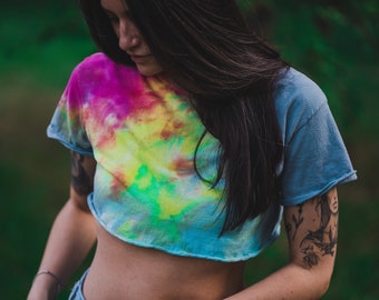 Tie Dye Crop Top — One of a Kind Sexy Belly Shirt — Size Small