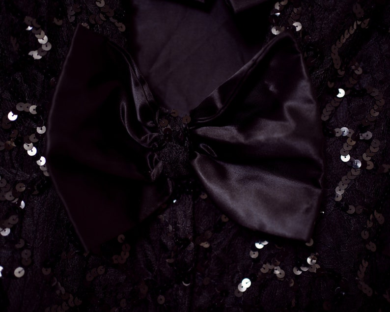 Vintage Black Dress \u2014 1980s Black Sequin Party Dress By Nadine \u2014 Size Small Medium