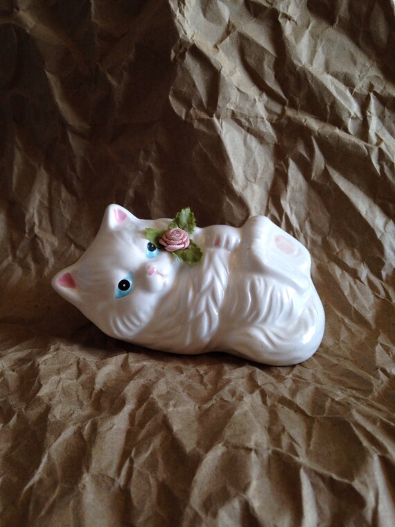 Cute 80s Long Haired Persian White Kitty Cat With Blue Eyes Etsy