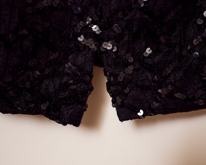 Vintage Black Dress \u2014 1980s Black Sequin Party Dress By Nadine \u2014 Size Small Medium