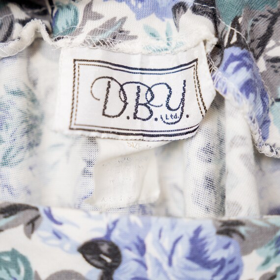 1990s Blue Floral Mini Dress by DBY LTD — Size Medium… - Gem