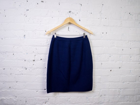 1980s Navy Blue Academia Skirt by Jeanne Pierre —… - image 1
