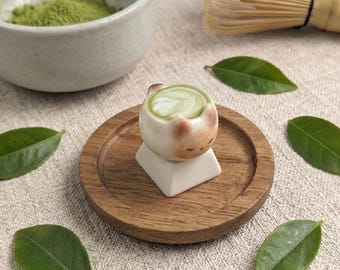 Copritasto artigianale al tè verde matcha, simpatico accessorio per tastiera a forma di gatto, decorazione kawaii per la scrivania, tasto PBT con profilo XDA, regalo accogliente per gamer