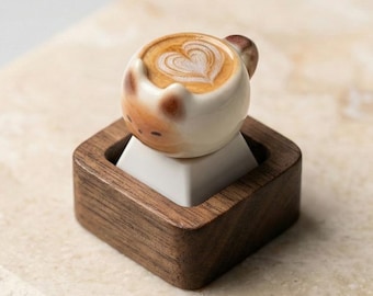 Cat Coffee Keycap Kawaii Latte Art Mechanical Keyboard Key Cherry Mx Compatible Custom Keycaps Cute Aesthetic Gift Cozy Desk Accessory 3d