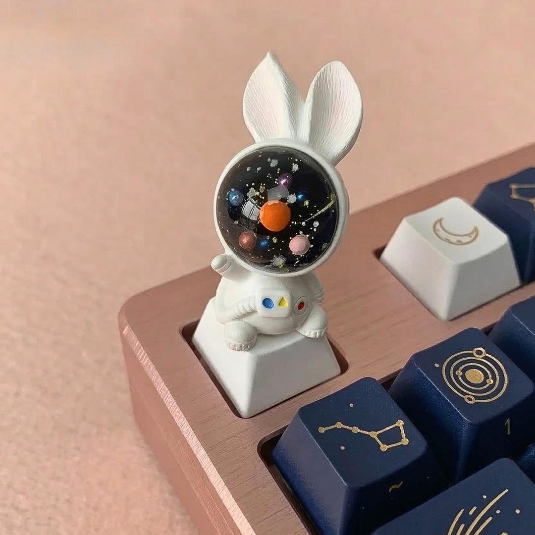 Programmable Keypad A Rabbit Cute Space Astronaut Rabbit Keycap – Resin Bunny Mechanical Keyboard ...