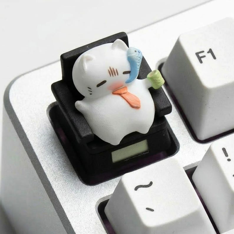 Lazy Kawaii Cat Resin Keycaps – 3D ESC Mechanical Keyboard Key, Cherry ...