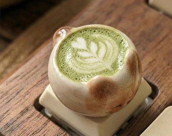 Carino tasto 3D a forma di gatto con motivo a caffè – Tasto per tastiera meccanica con motivo Kawaii Latte Art, compatibile con Cherry MX, regalo estetico per la scrivania, regali per lei e per lui