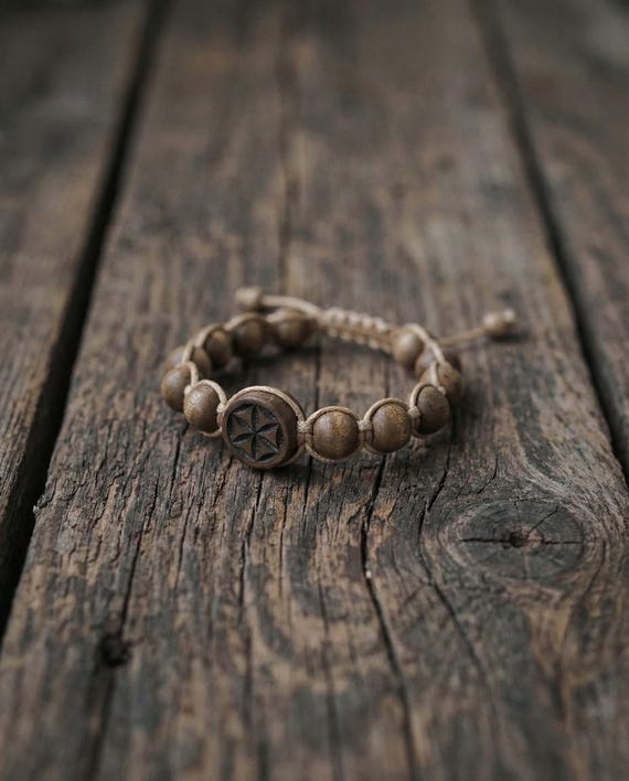 Hand Carved Linden Wood Perun Bracelet | Slavic Viking Amulet