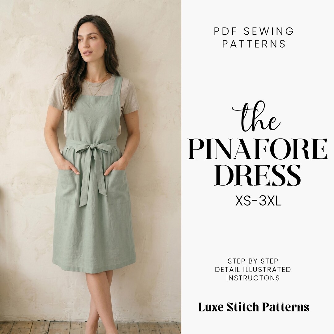 Pinafore Dress Sewing Pattern Modern Style, Sizes XS-3XL Pinafore Dress ...