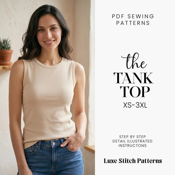 Beginner Tank Top Sewing Pattern for Women| Easy Sleeveless Summer Crop Top PDF| Projector Pattern Instant Download Sleeve Blouse Sewing