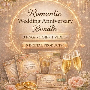 Romantische Jahrestags-Grafikkarte | Animierte Liebesfeier-Begrüßung (Digitaler Download)