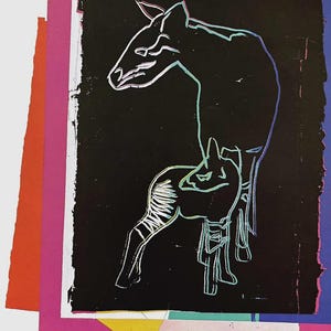 Andy Warhol Okapi 1986 Försvinnande djur Modern visuell konst, Samtida konst,