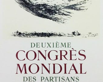 Picasso Lithograph 62 Congress mondial de la paix 1959
