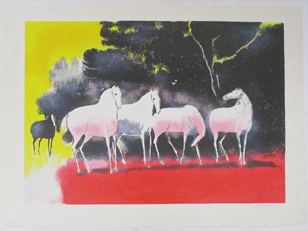 Paul Guiramand Signed & Numbered Original Lithograph Chevaux