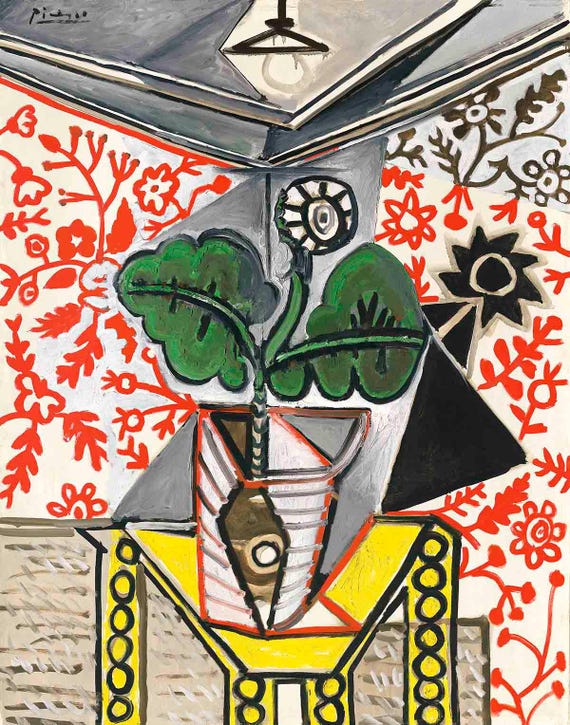 Pablo Picasso Interieur Au Pot De Fleurs Giclee Numbered Edition