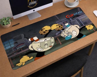 Cuphead Desk Mat | Mugman Mouse Pad | Large Desk Pad | Gaming Desk Decor