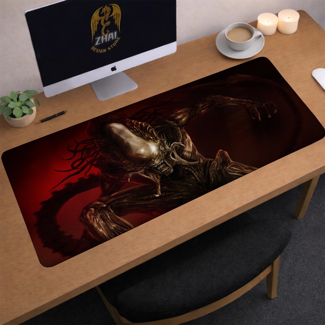 Xenomorph Alien Desk Mat | Sci-fi Alien Mouse Pad | Large Desk Pad ...