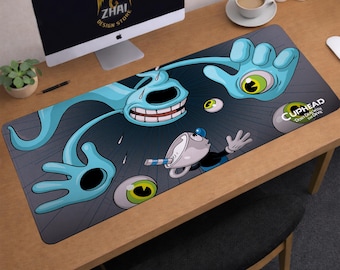 Cuphead Desk Mat | Mugman Mouse Pad | Large Desk Pad | Gaming Desk Decor