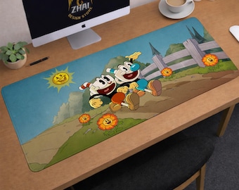 Cuphead Desk Mat | Mugman Mouse Pad | Large Desk Pad | Gaming Desk Decor