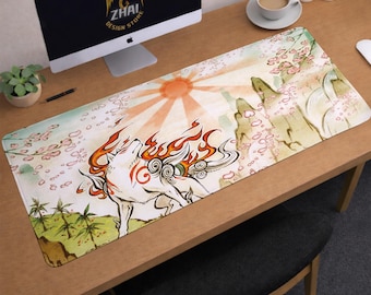 Okami Desk Mat | Amaterasu Mouse Pad | Large Desk Pad | Gaming Desk Decor