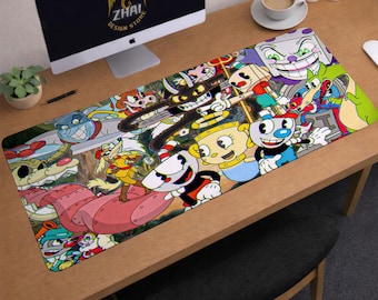 Cuphead Desk Mat | Mugman Mouse Pad | Large Desk Pad | Gaming Desk Decor