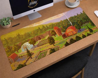 Stardew Valley Desk Mat | Pelican Town Mouse Pad | Large Desk Pad | Gaming Desk Decor