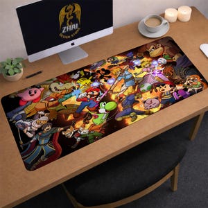 Super Smash Bros Schreibunterlage | Mario Spiel Maus Pad | GROSSE Schreibtischunterlage | Gaming Schreibtisch Dekor