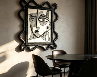 Abstract Face Wood Wall Art, Cubist Woman Portrait, 3D Wooden Wall Sculpture, Black White Geometric Art, Modern Statement Wall Decor