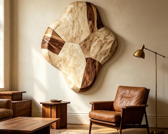 Organic Modern Wood Wall Art, Abstract Geometric Wood Sculpture, Natural Wood Wall Decor, Japandi Wall Art, Minimalist Statement Piece