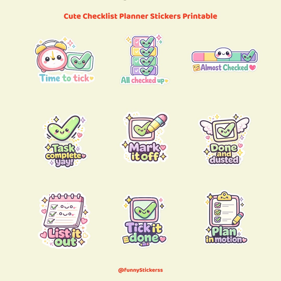 Checklist Planner Stickers Printable – Task Label Stickers for ...