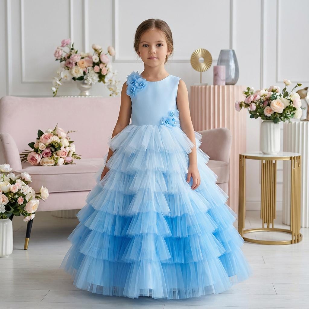 Blue Tiered Tulle Dress - Etsy