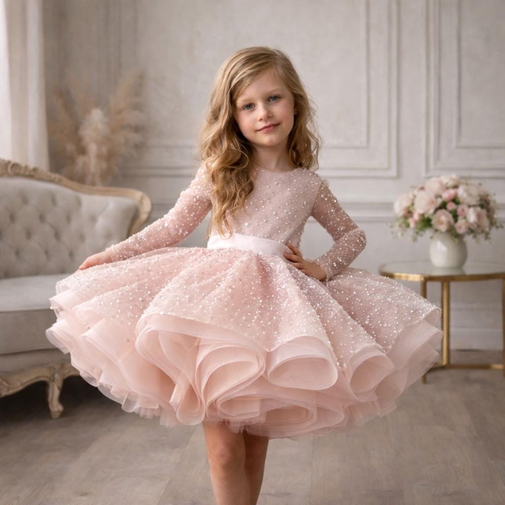 rose gold short puffy dress golden outfit