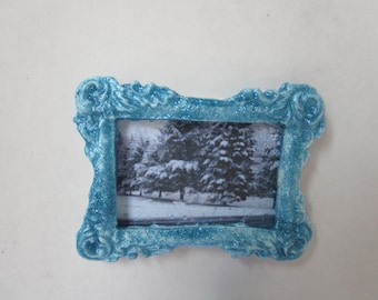 Dollhouse miniature framed Snowy print