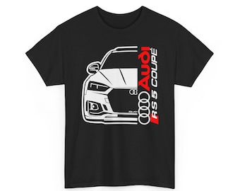 Audi RS5 Coupe Enthusiast car illustration Tee | Front grille outline, red accents