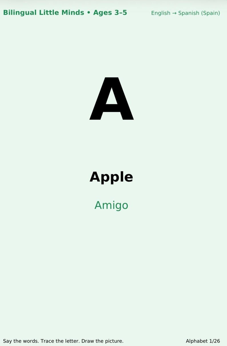 Bilingual Alphabet Printables for Toddlers | English & Spanish A–Z - Etsy
