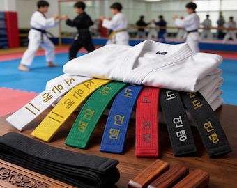 Custom Embroidered Martial Arts Belt, Personalized Taekwondo Karate Name, Youth Rank Belt