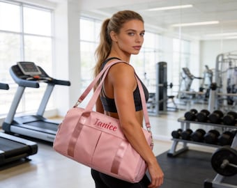 Bolsa de deporte personalizada para yoga, bolsa de gimnasio bordada a medida con nombre, bolsa de fin de semana con monograma para esterilla de yoga, bolsa de viaje de una noche para regalo LGBTQ