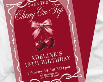 She's The Cherry On Top / Einladung zum Geburtstag / Babyparty