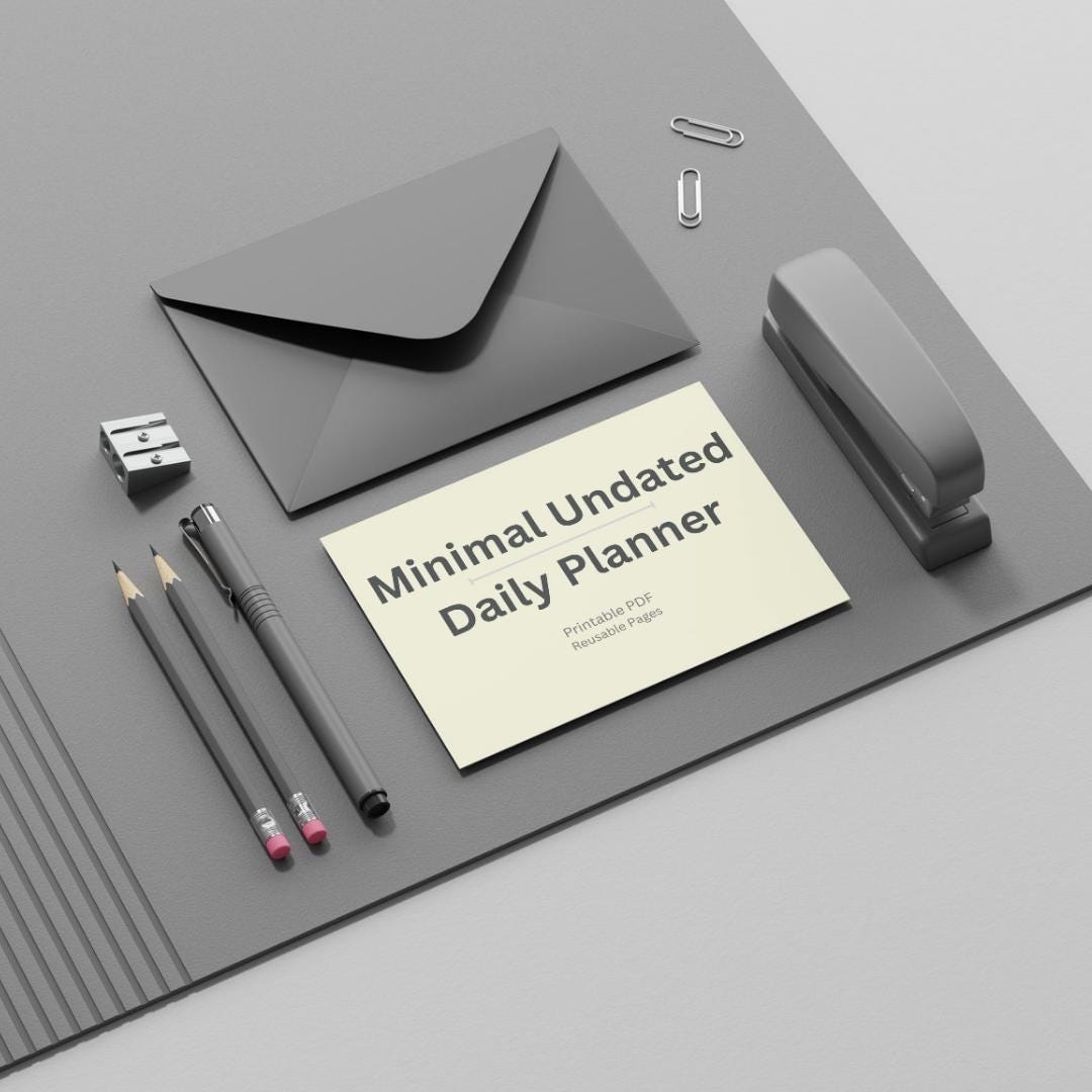 Minimalist Daily Planner Printable | Undated PDF - Etsy