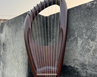 Handcrafted Walnut Wood 10-String Lyre Harp – Celtic Instrument with Bag, Strings, Tuner