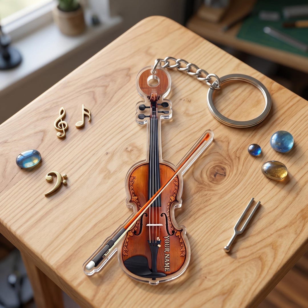 Custom Violin Acrylic Keychain, Personalized Name Fiddle Player Gift ...