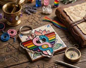 Pride Medical Symbol Keychain, Rainbow Caduceus Acrylic Keychain, LGBTQ Doctor Nurse Gift, 2D Flat Keyring