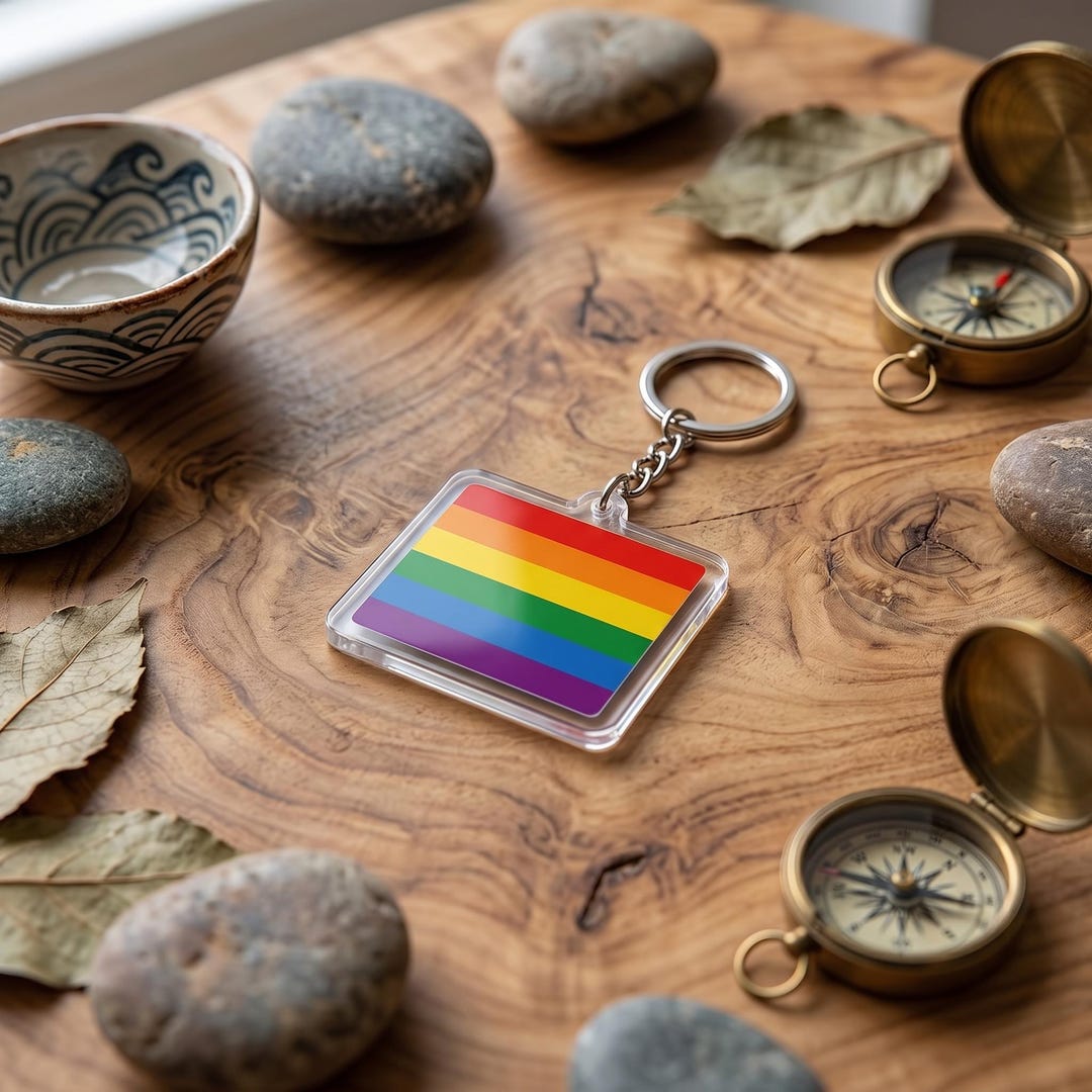 Classic Rainbow Pride Flag Keychain, LGBTQ Gay Pride Acrylic Keychain ...