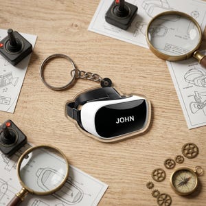 Custom VR Headset Virtual Reality Keychain, Personalized Gamer Tech Acrylic Keychain, Video Gaming Geek Charm Keyring, Cool Boy Gift Idea