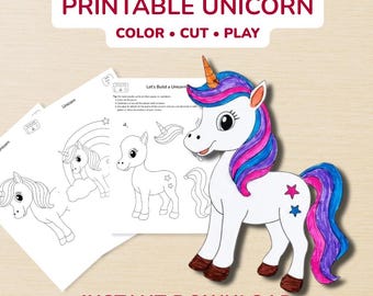 Unicorn Craft Printable for Kids | Cut and Paste Activity | DIY Paper Unicorn | Classroom & Homeschool Project