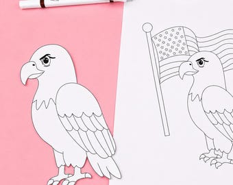 Bald Eagle Craft for Kids | 4th of July Printable | Color Cut and Paste Activity | USA Patriotic Art | Independence Day