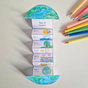 7 Days of Creation Craft for Kids | Bible Activity | Printable A4 PDF | Color, Cut & Glue | Christian Sunday School Craft | Instant Download