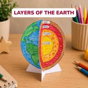 Layers of the Earth Coloring Model 3D Projects | Kids Science Craft | Homeschool Activity | Printable Classroom | STEM | DIY project