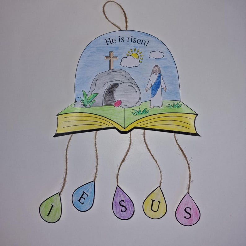He is Risen Easter Coloring Craft for Kids, Christian Sunday School ...